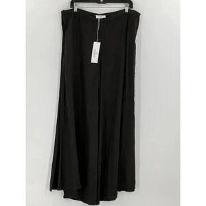 NEW Verandah byVina Pants LARGE Black Pull On Wide Leg Linen Lagenlook 38"x28.5"